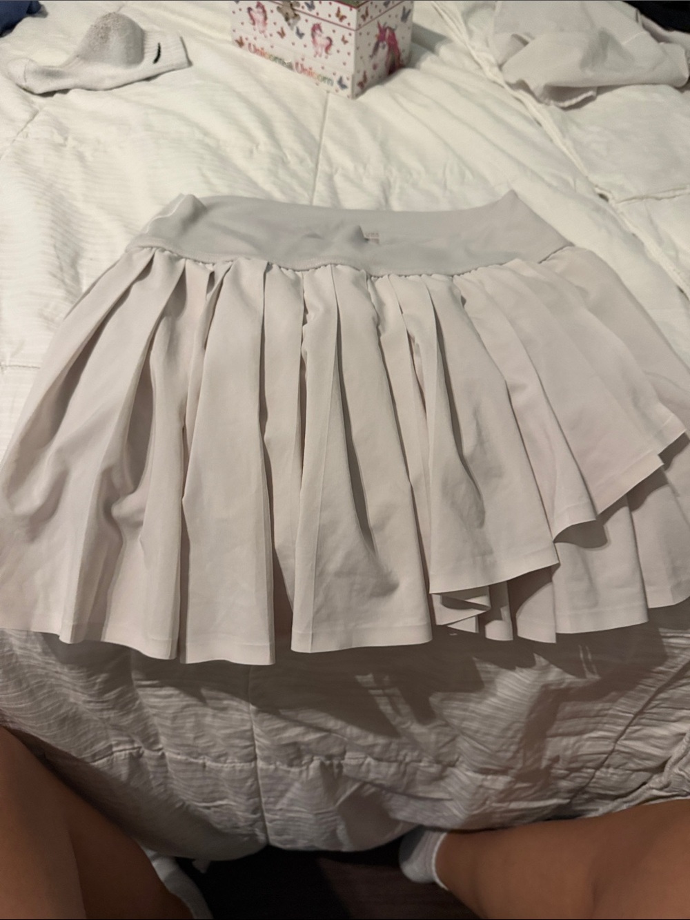 Women's Cream Pleated Skater Skirt